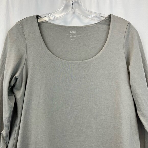 Pure J Jill Womens Elliptical Layered Blouse Top Gray Scoop Neck Petites PS - Picture 2 of 11